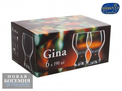 Набор бокалов для вина Джина (Gina) 190мл, Гладкие, бесцветные (6 штук) Чехия